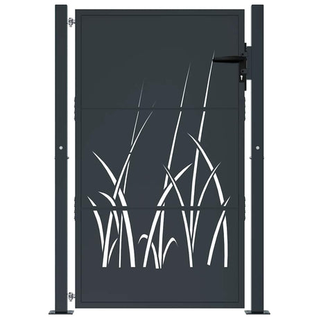 Vidaxxl Tor 100x150 cm mit Grasdesign, Stahl Anthrazit