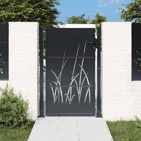 Vidaxxl Tor 100x150 cm mit Grasdesign, Stahl Anthrazit