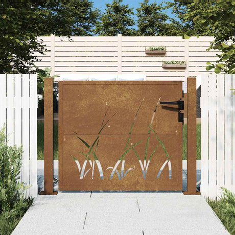 Vidaxxl Tor Gras Design 100x100 cm Cortenstahl