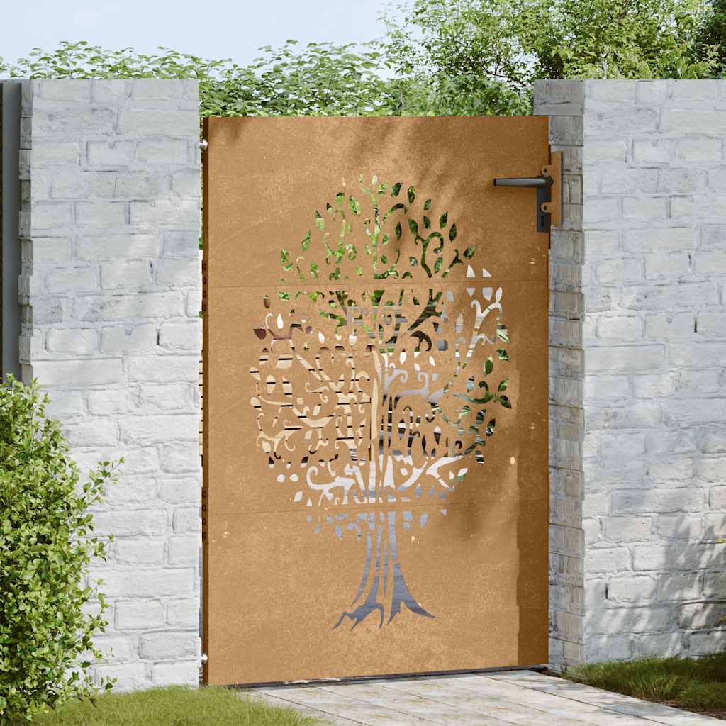 Vidaxxl-Tor 85x150 cm Baumdesign aus Cortenstahl