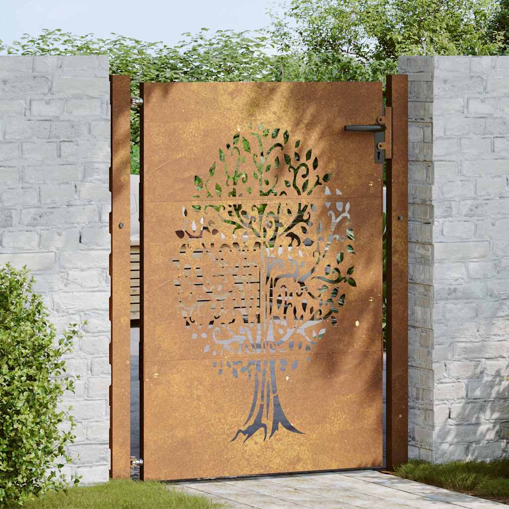 Vidaxxl-Tor 100x125 cm Baumdesign aus Cortenstahl