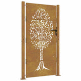 Vidaxxl-Tor 105x205 cm Cortenstahl-Baumdesign