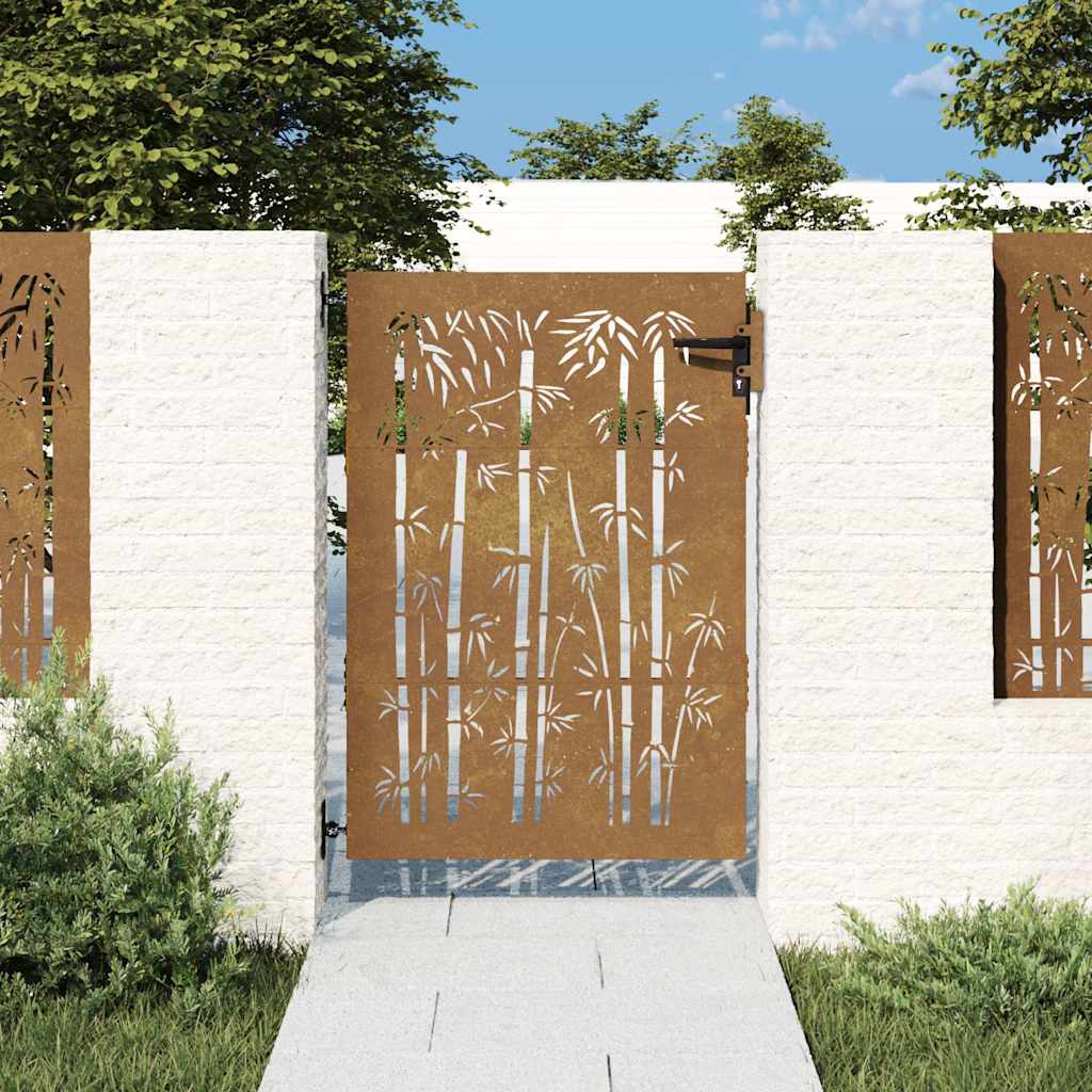 Vidaxl Poort 85x125 cm Bamboo Design Cortenstaal