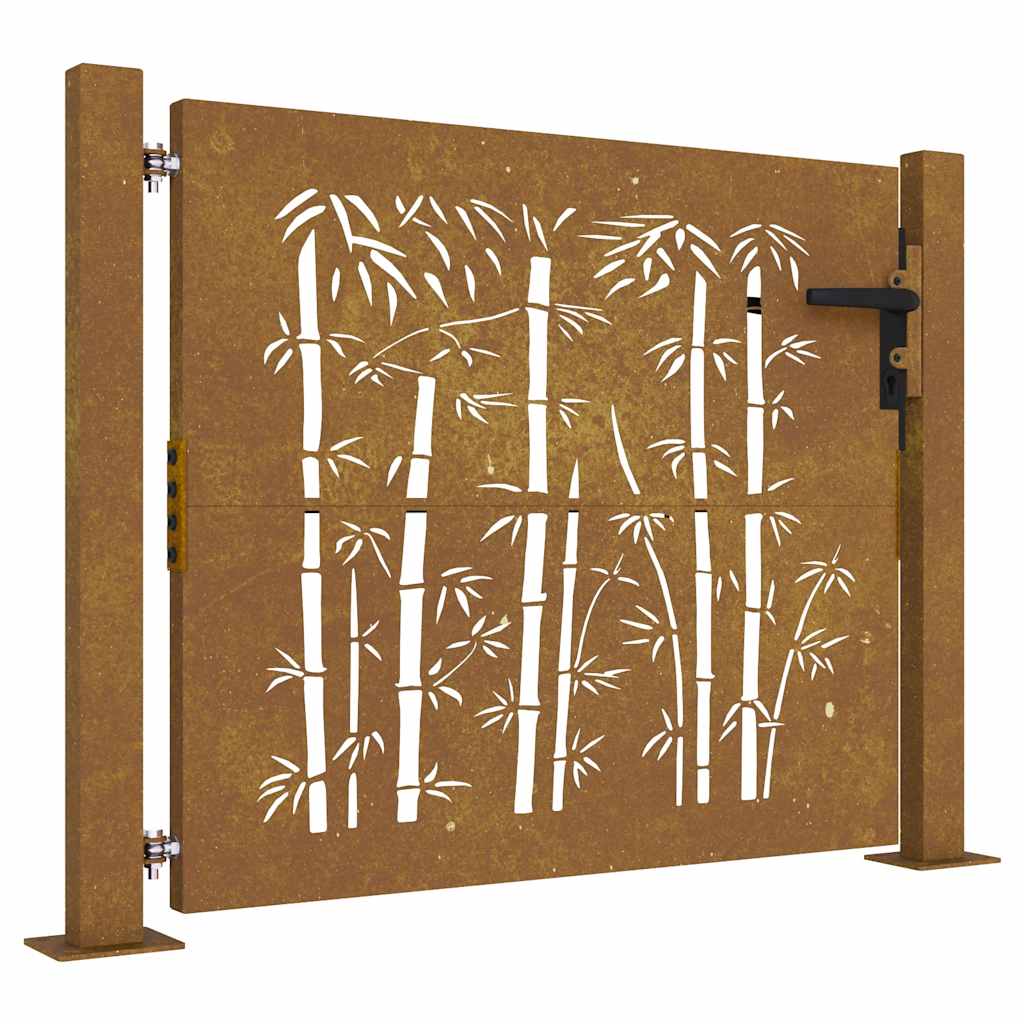 Vidaxxl-Tor 105 x 80 cm, Bambus-Design, Cortenstahl