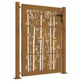 Vidaxxl-Tor 105 x 130 cm, Bambus-Design, Cortenstahl