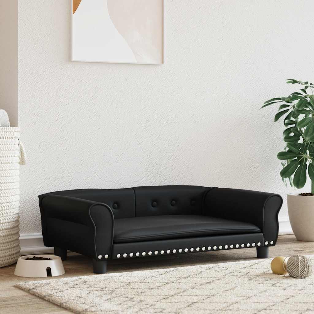 Vidaxl Hundekorb 95x55x30 cm künstliches Leder schwarz