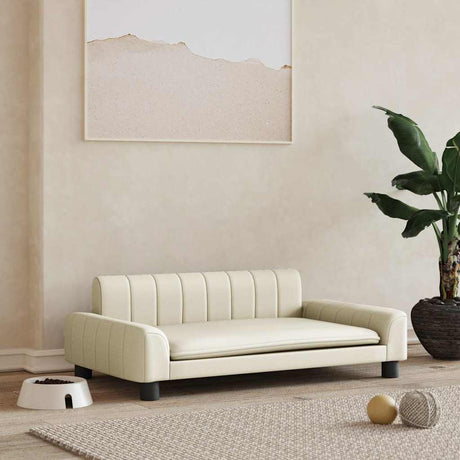 Vidaxxl Hundebett 90x53x30 cm Kunstleder cremefarben