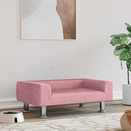 Vidaxl Hundekorb 70x45x26,5 cm Samtrosa
