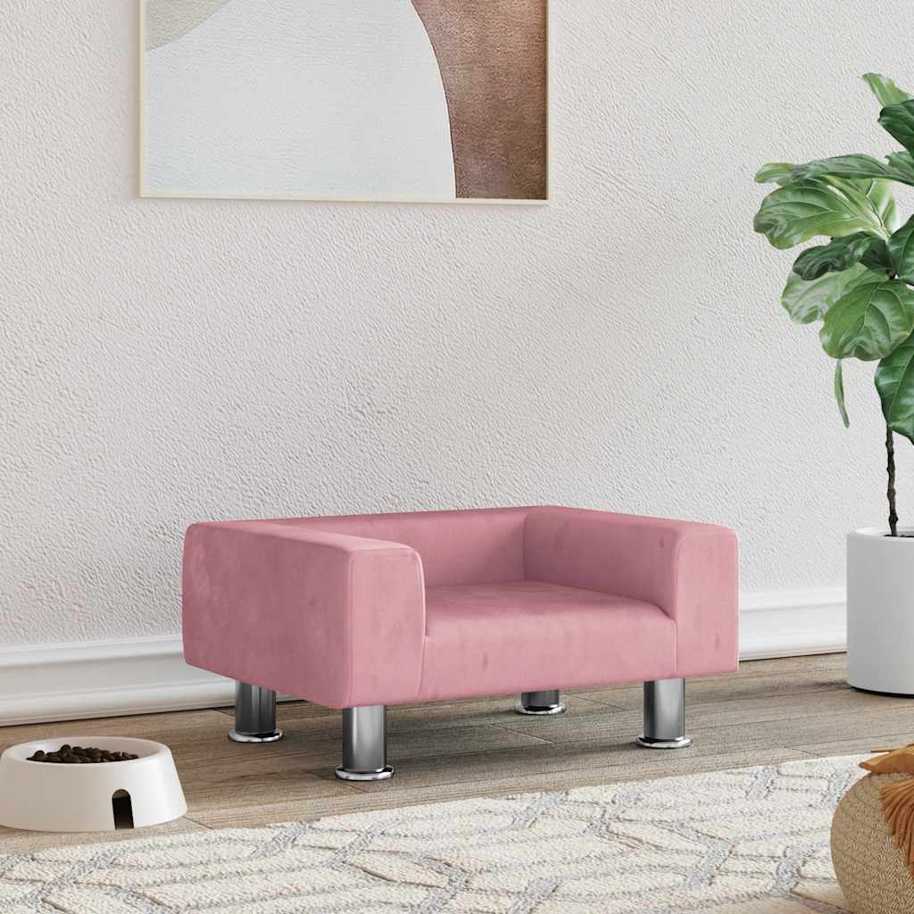Vidaxxl Hundebett 50x40x26,5 cm samtrosa