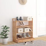 VIDAXL -Schuhregal mit Schublade 70x27x81 cm Festes Walnussholz