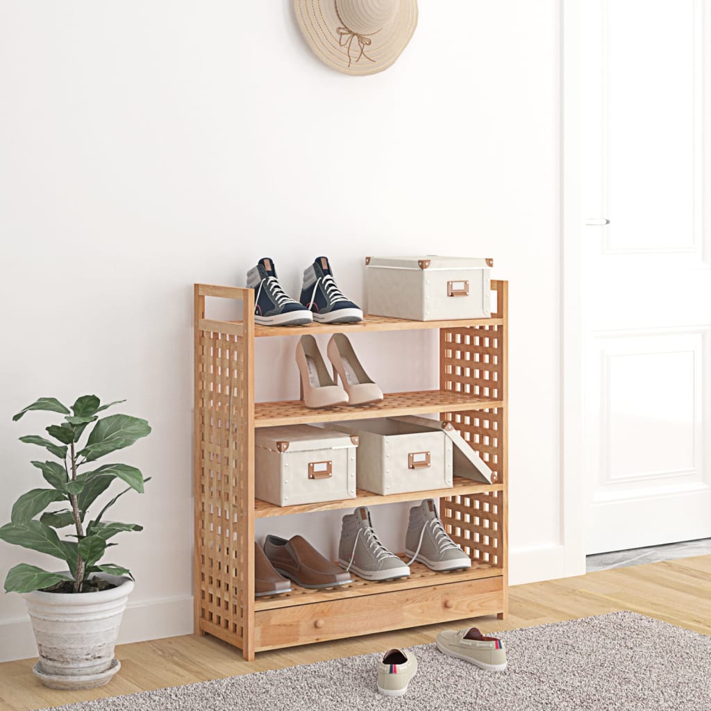 Vidaxl shoe rack with drawer 70x27x81 cm solid walnut wood