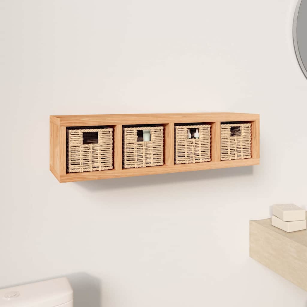 Vidaxl wandschap met manden 62x18x16 cm massief walnotenhout