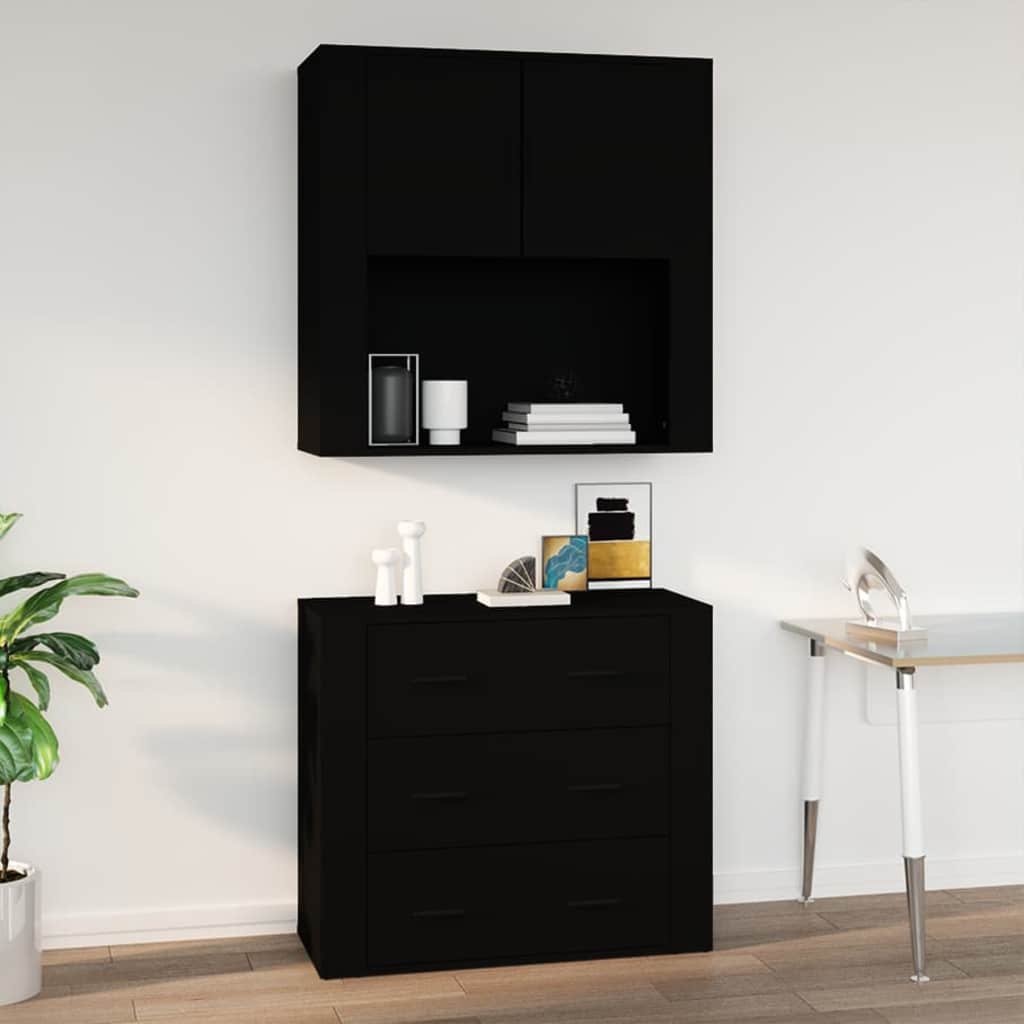 Vidaxl wandkast 80x33x80 cm bewerkt hout zwart