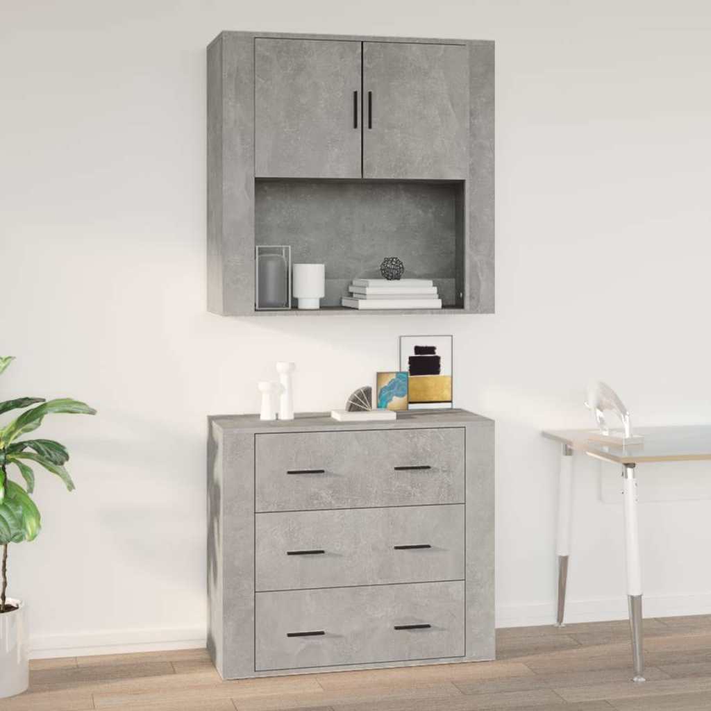 Vidaxl wandkast 80x33x80 cm bewerkt hout betongrijs