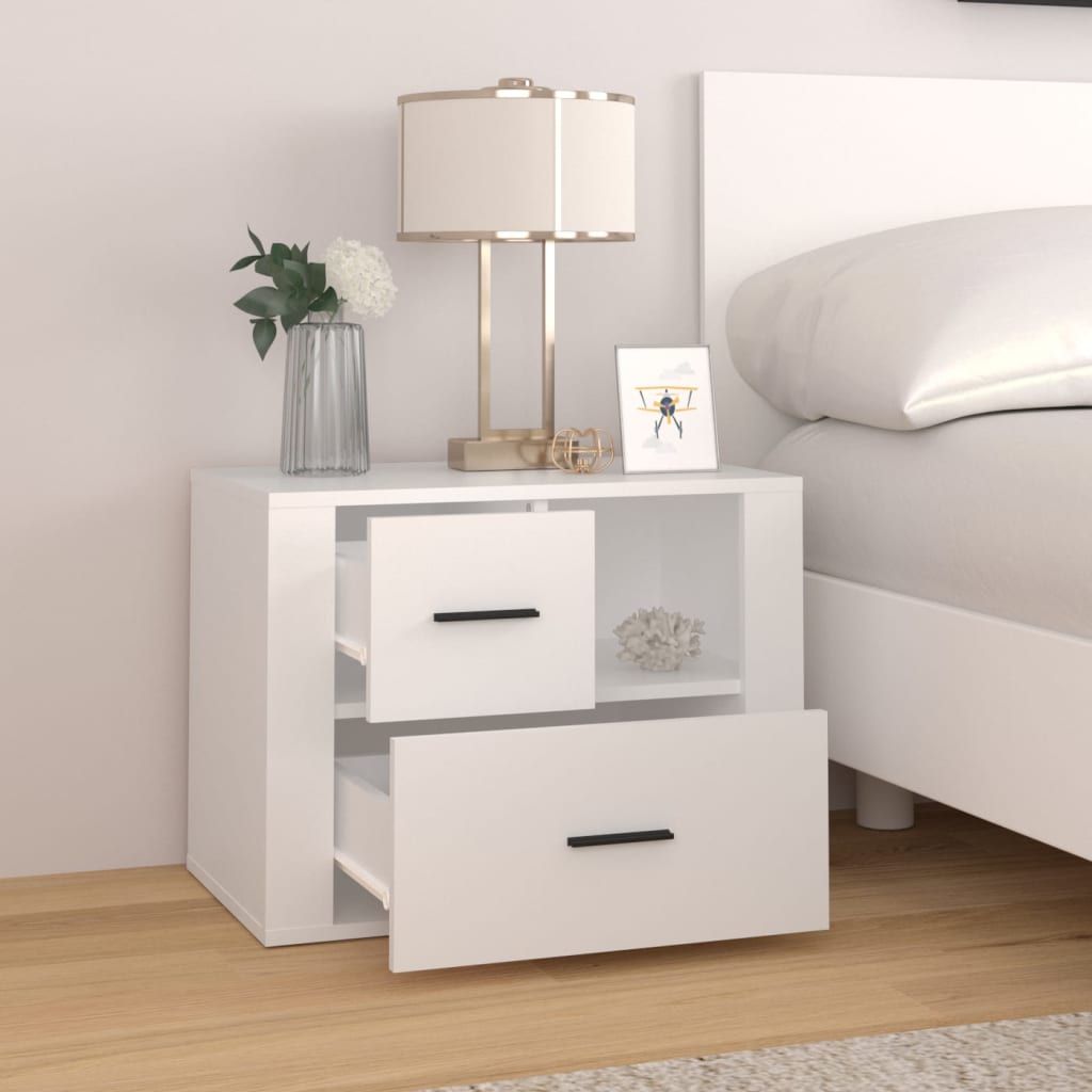 Vidaxl nachtkastje 60x36x45 cm bewerkt hout wit