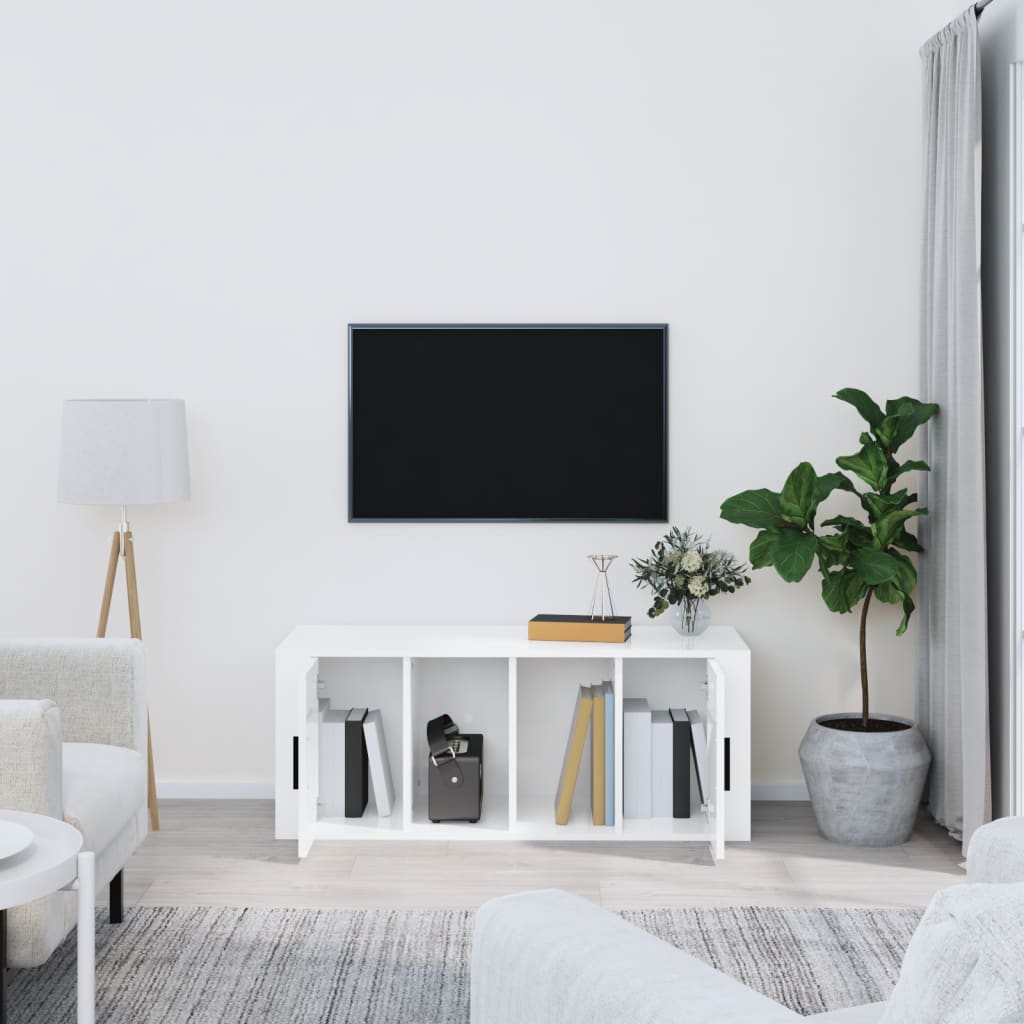 Vidaxl tv-meubel 100x35x40 cm bewerkt hout hoogglans wit
