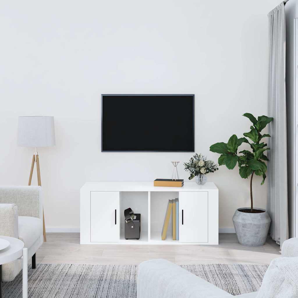 Vidaxl tv-meubel 100x35x40 cm bewerkt hout hoogglans wit