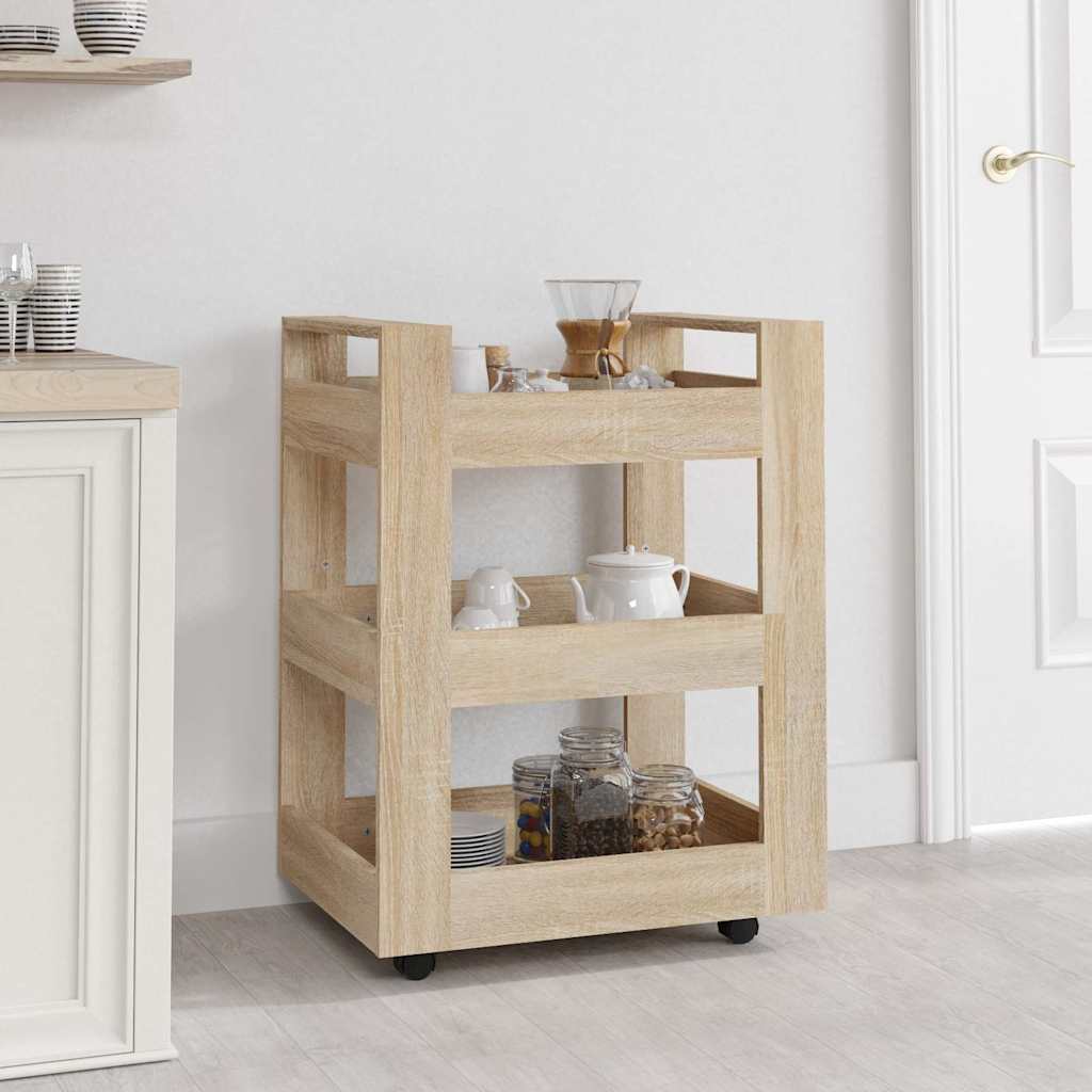 Vidaxl keukentrolley 60x45x80 cm bewerkt hout sonoma eikenkleurig