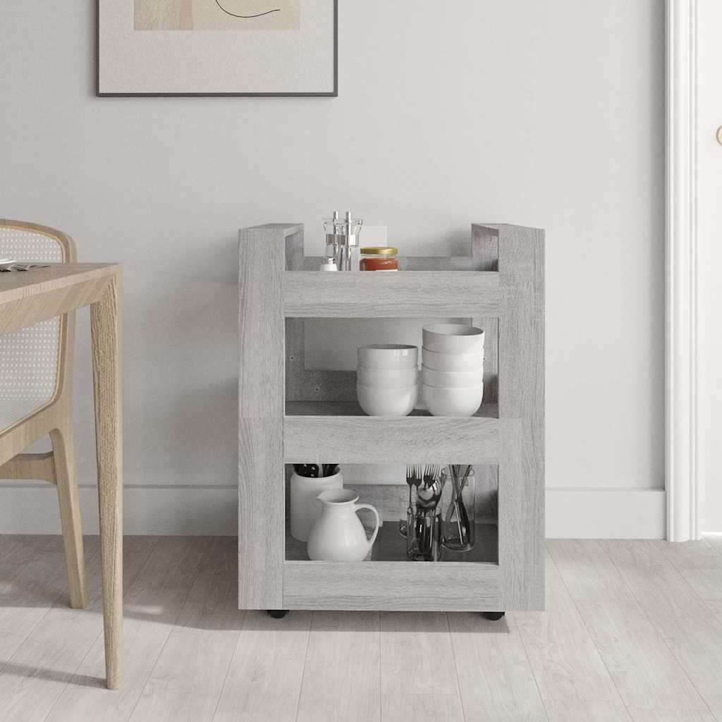 Vidaxl keukentrolley 60x45x80cm bewerkt hout grijs sonoma eikenkleurig