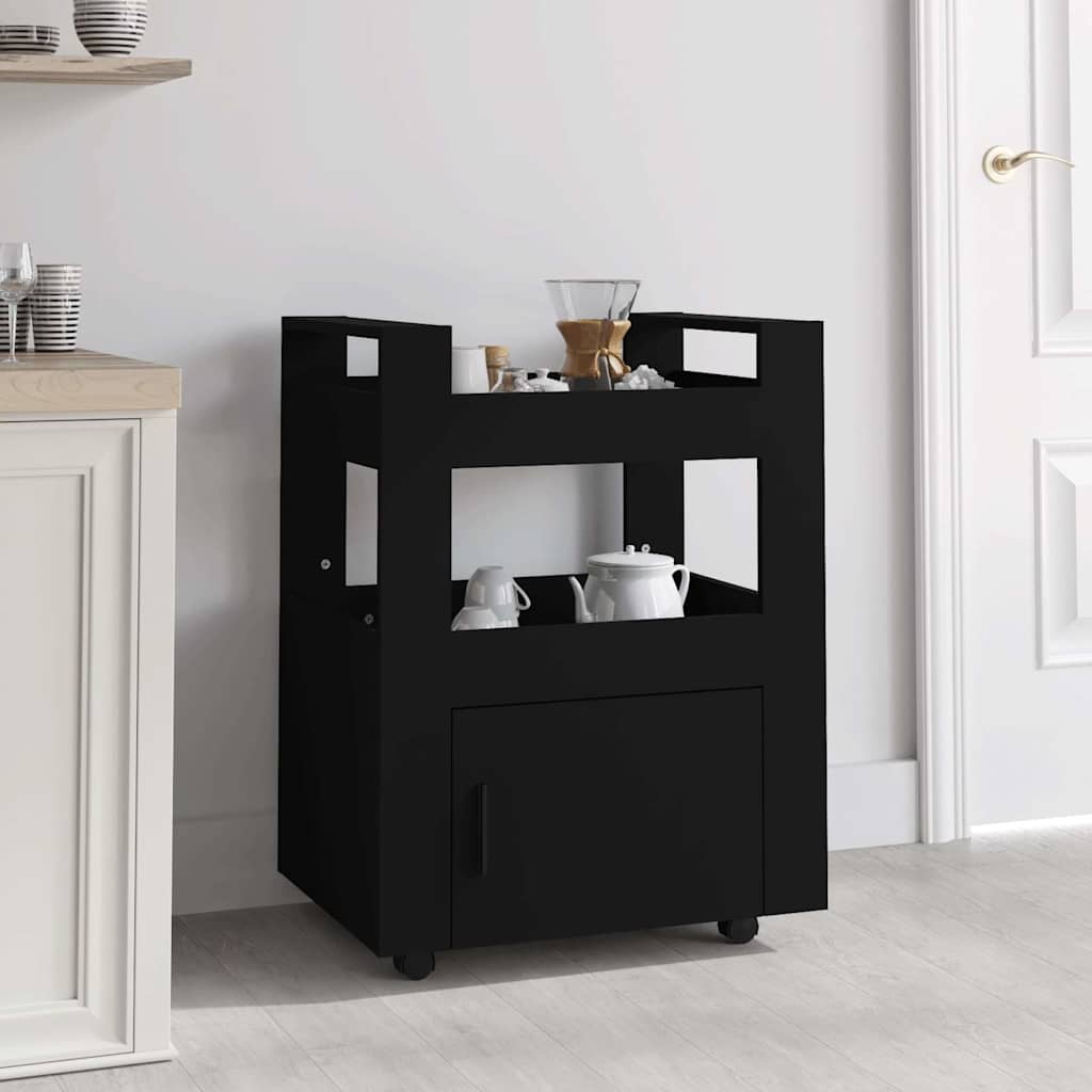 Vidaxl keukentrolley 60x45x80 cm bewerkt hout zwart