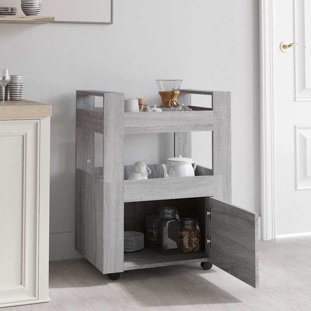 Vidaxl keukentrolley 60x45x80cm bewerkt hout grijs sonoma eikenkleurig