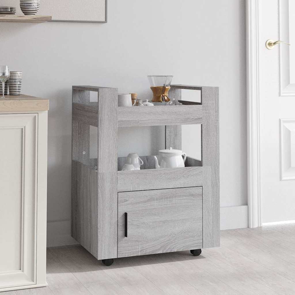 Vidaxl keukentrolley 60x45x80cm bewerkt hout grijs sonoma eikenkleurig
