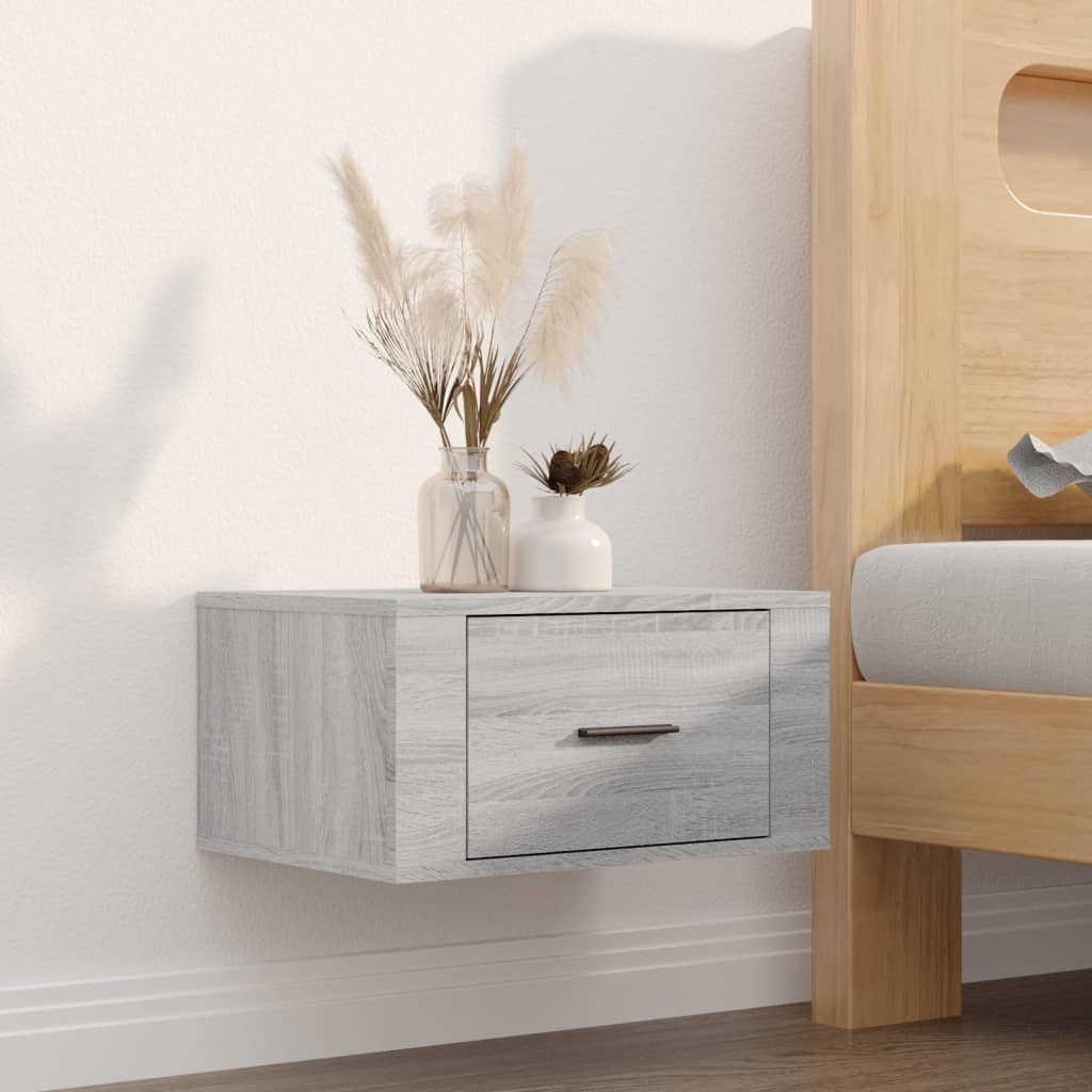 Vidaxl nachtkastjes 2 st wandgemonteerd 50x36x25 cm grijs sonoma eiken