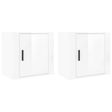 Vidaxl nachtkastjes 2 st wandgemonteerd 50x30x47 cm hoogglans wit