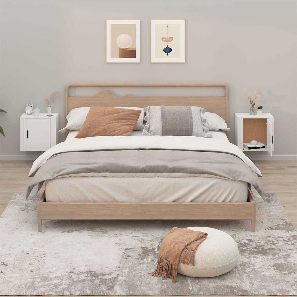 Vidaxl nachtkastjes 2 st wandgemonteerd 50x30x47 cm hoogglans wit