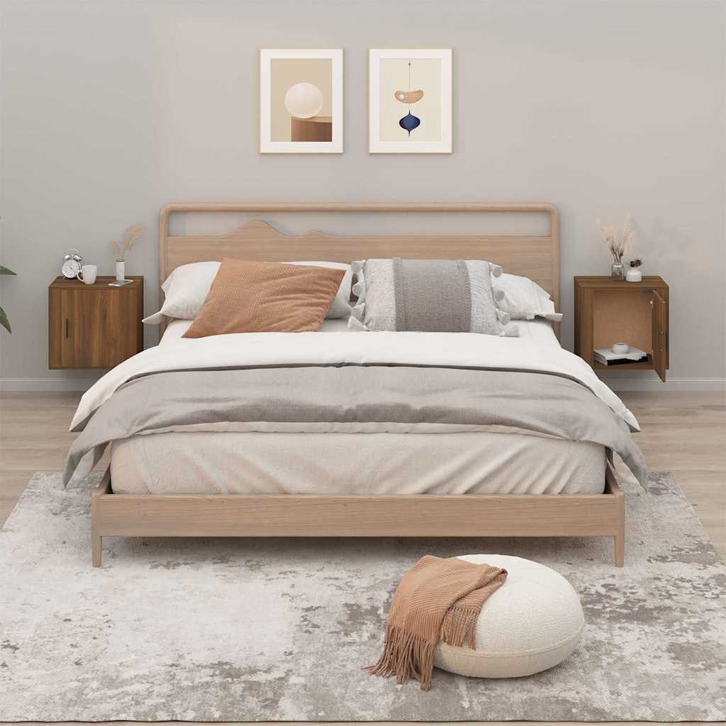 Vidaxl nachtkastjes 2 st wandgemonteerd 50x30x47 cm bruin eikenkleur