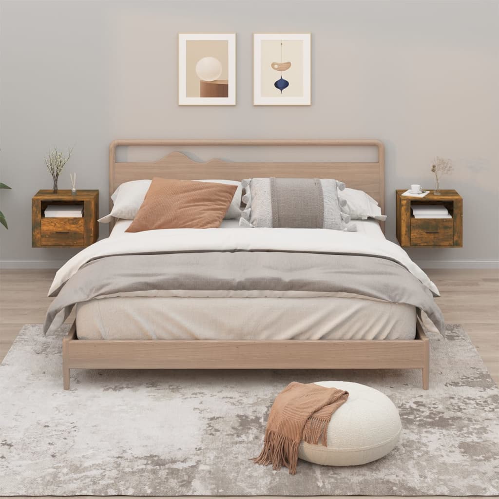 Vidaxl nachtkastjes 2 st wandgemonteerd 50x36x40 cm gerookt eikenkleur