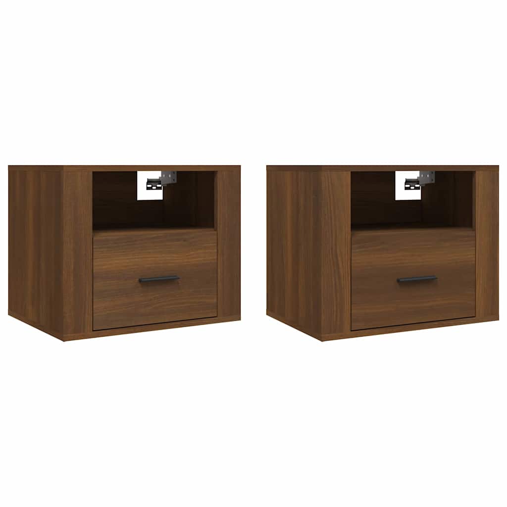Vidaxl nachtkastjes 2 st wandgemonteerd 50x36x40 cm bruin eikenkleur