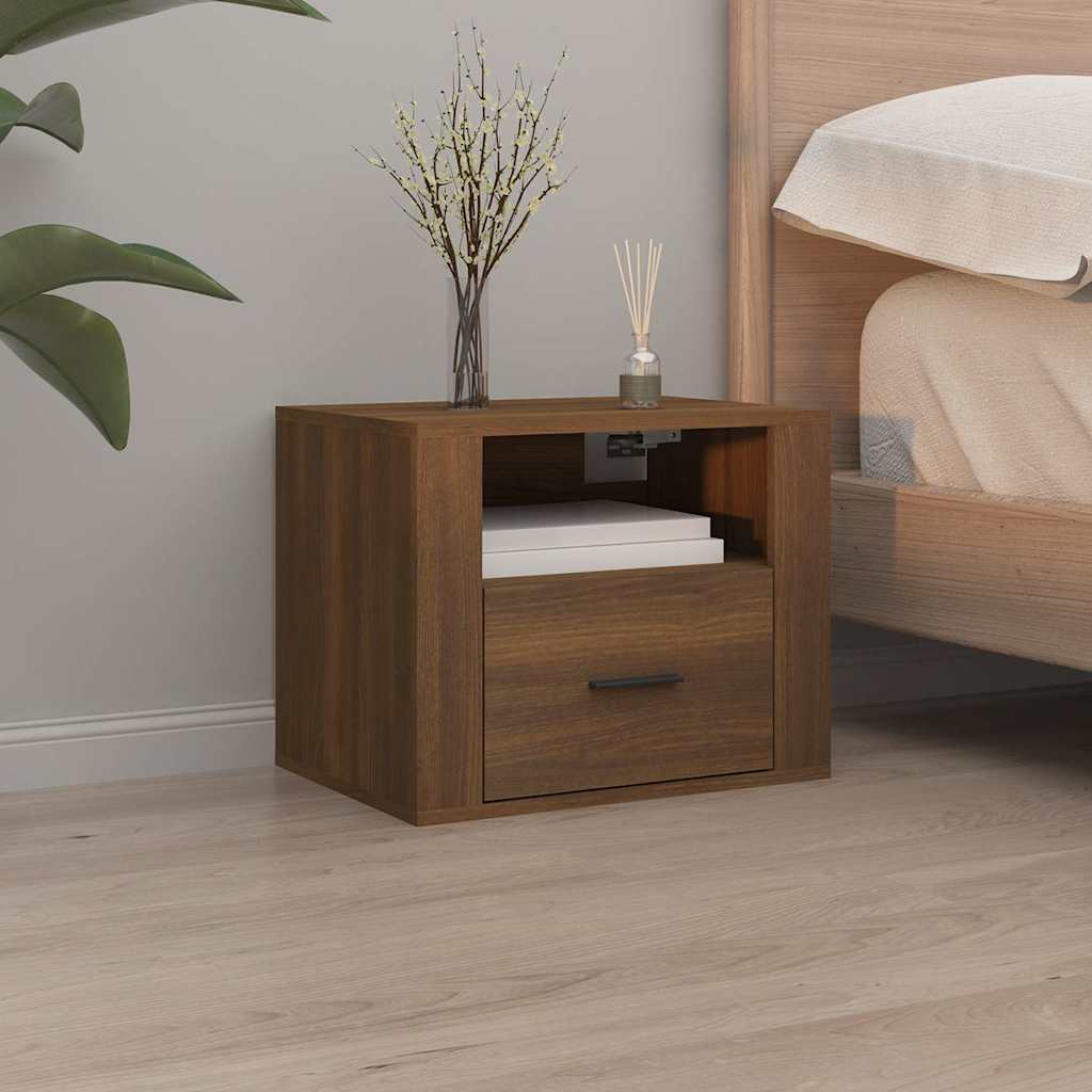 Vidaxl nachtkastjes 2 st wandgemonteerd 50x36x40 cm bruin eikenkleur