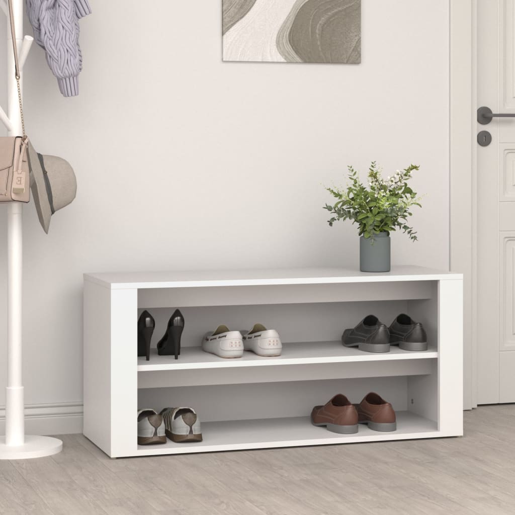 Vidaxl Shoe Rack 100x35x45 cm bearbetat trävitt