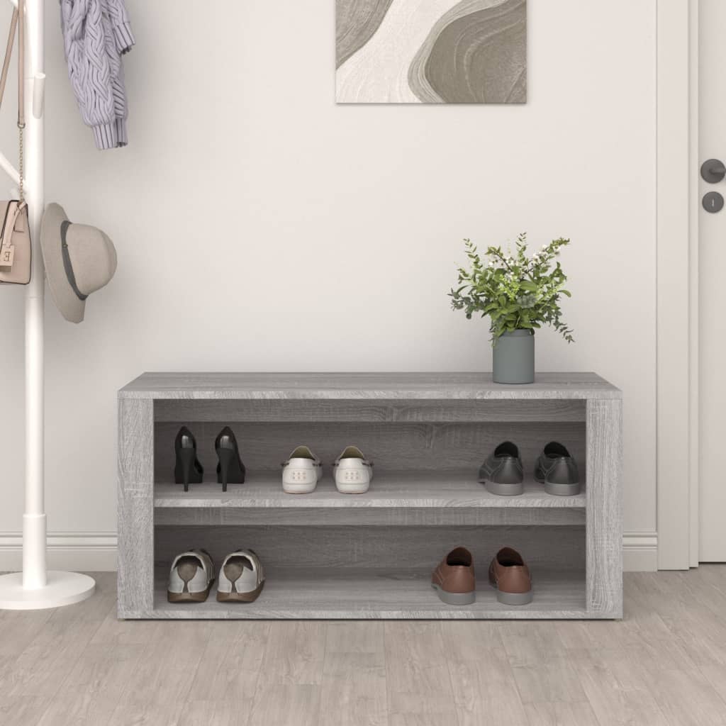 Vidaxl Shoe Rack 100x35x45 cm Cut Wood Grey Sonoma Oak Kolor