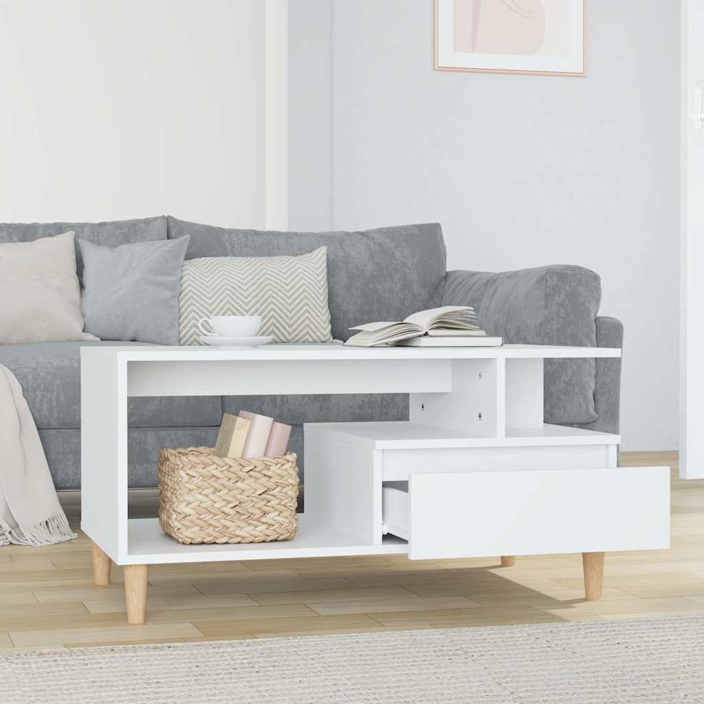 Vidaxl salontafel 90x49x45 cm bewerkt hout hoogglans wit