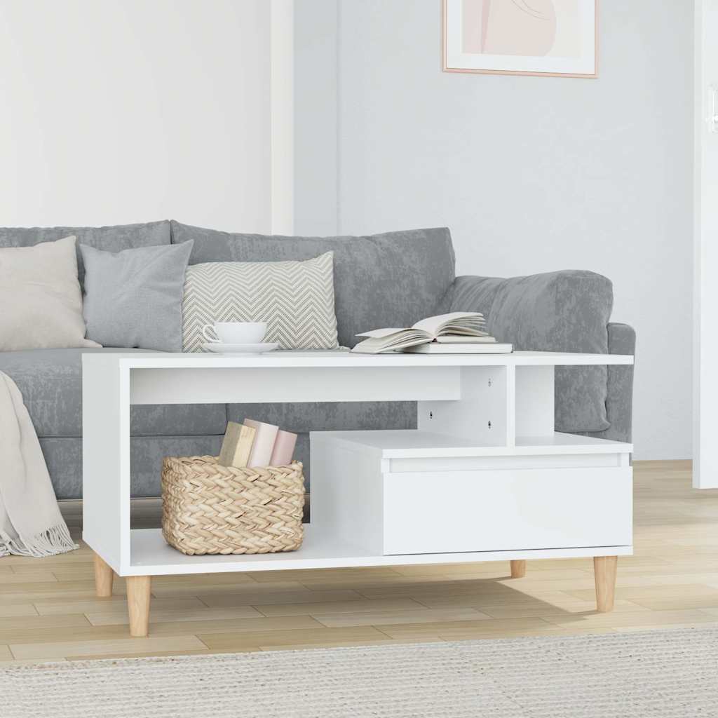 Vidaxl salontafel 90x49x45 cm bewerkt hout hoogglans wit