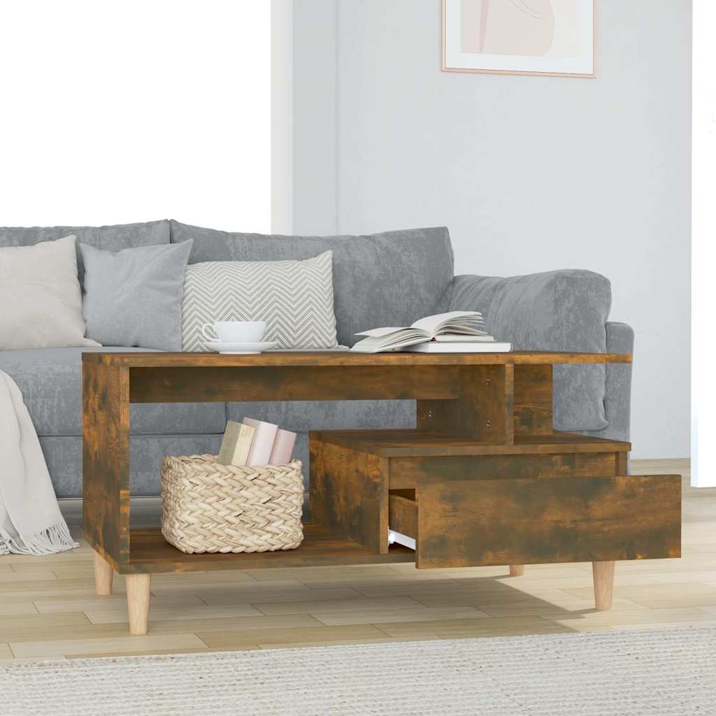 Vidaxl salontafel 90x49x45 cm bewerkt hout gerookt eikenkleurig