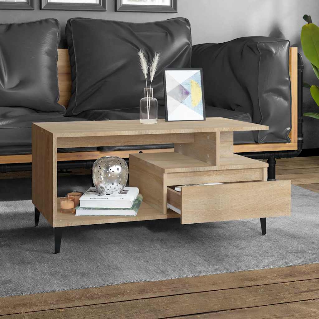 Vidaxl salontafel 90x49x45 cm bewerkt hout sonoma eikenkleurig