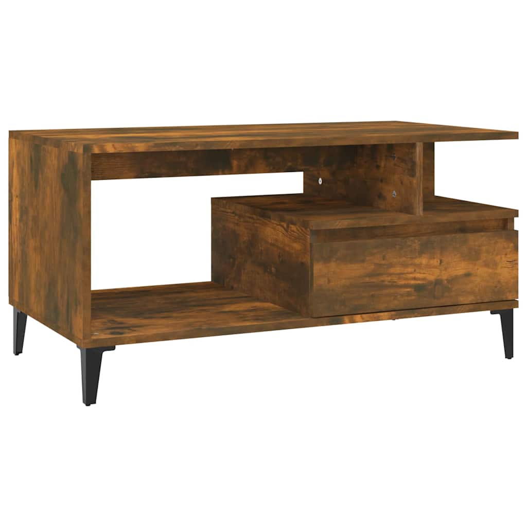 Vidaxl salontafel 90x49x45 cm bewerkt hout gerookt eikenkleurig