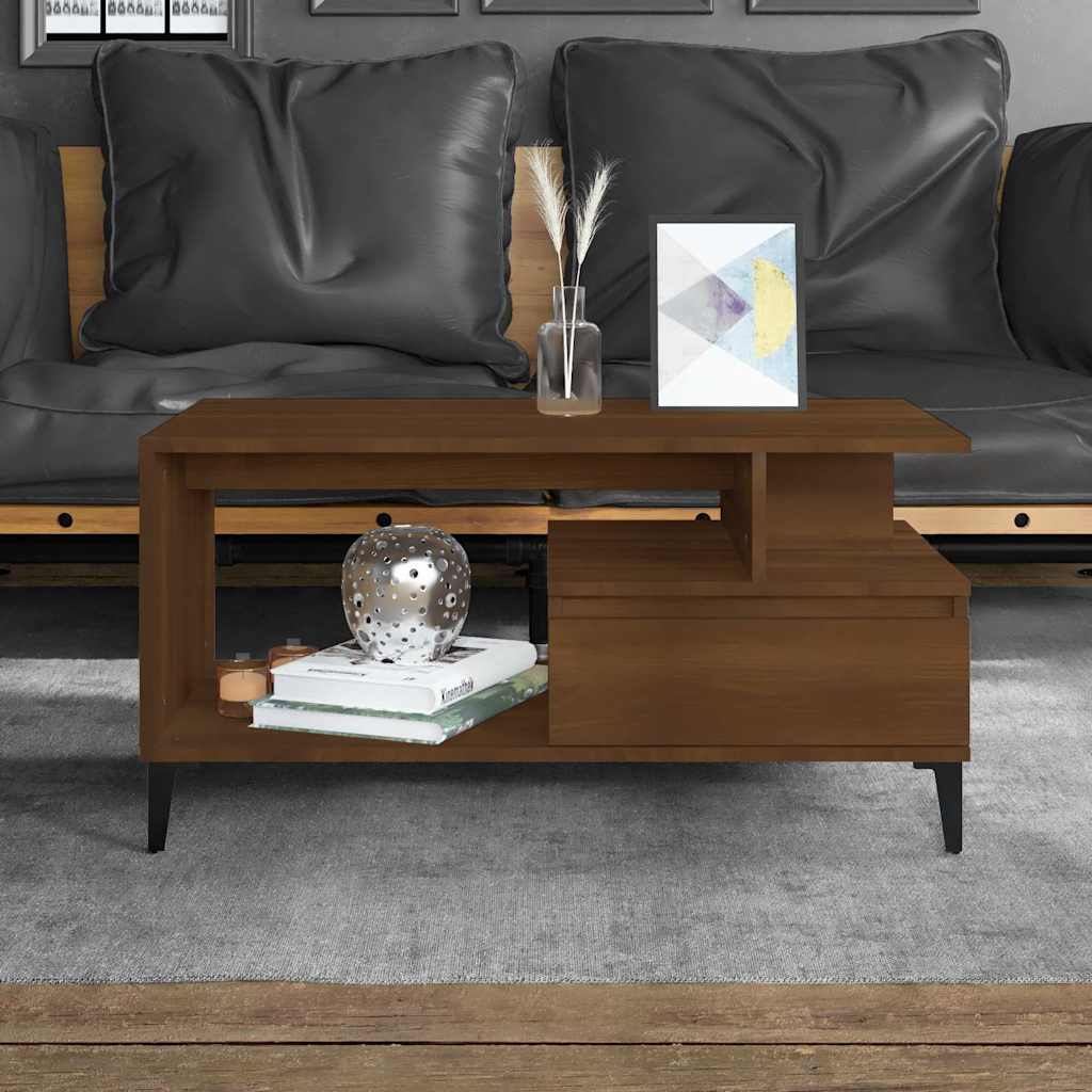 Vidaxl salontafel 90x49x45 cm bewerkt hout bruineiken