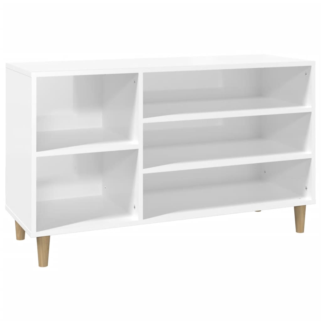 Vidaxl schong Cabinet 102x36x60 CM veraarbecht Holz héich Glanz wäiss