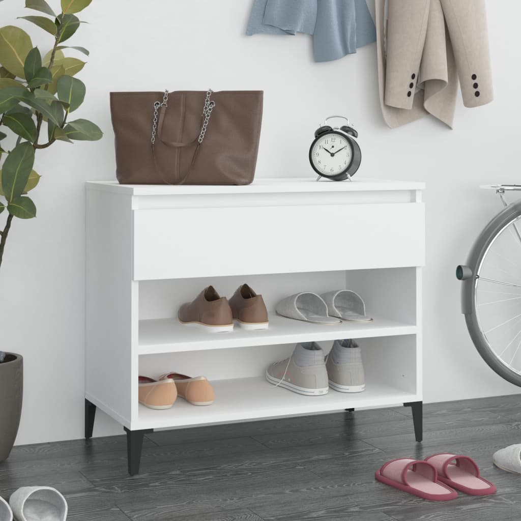 Vidaxl Cabinet da scarpe 70x36x60 cm Bianco in legno