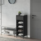 VIDAXL -Schuhregal 40x36x105 cm verarbeitetes Holz schwarz schwarz