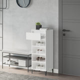 VIDAXL -Schuhregal 40x36x105 cm verarbeitetes Holz Hochglanz weiß