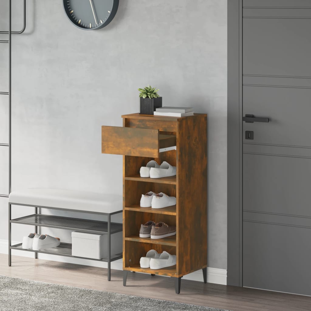 VIDAXL -Schuhregal 40x36x105 cm verarbeitete Holzgeräuchchen -Eiche gefärbt