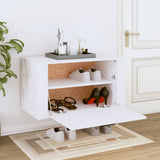 Gabinete de zapatos de pared de Vidaxl 70x35x38 cm de madera procesada blanca