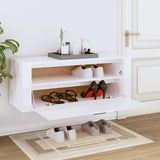 Vidaxl Mauer Schong Shoe Cabinet 100x33x38 cm Propertéiert Holz héich Glanz wäiss