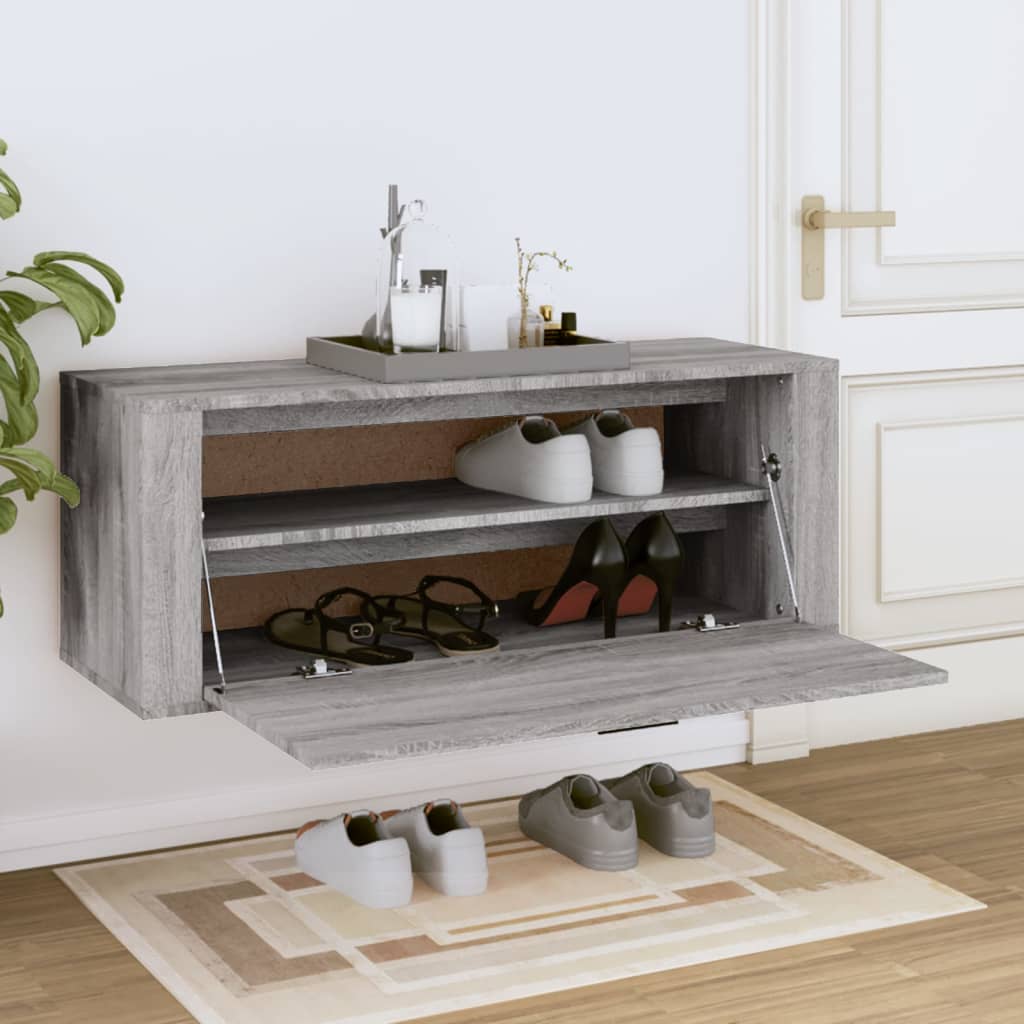 Vidaxl Wall Shoe Cabinet 100x35x38 cm Property Wood Grey Sonoma