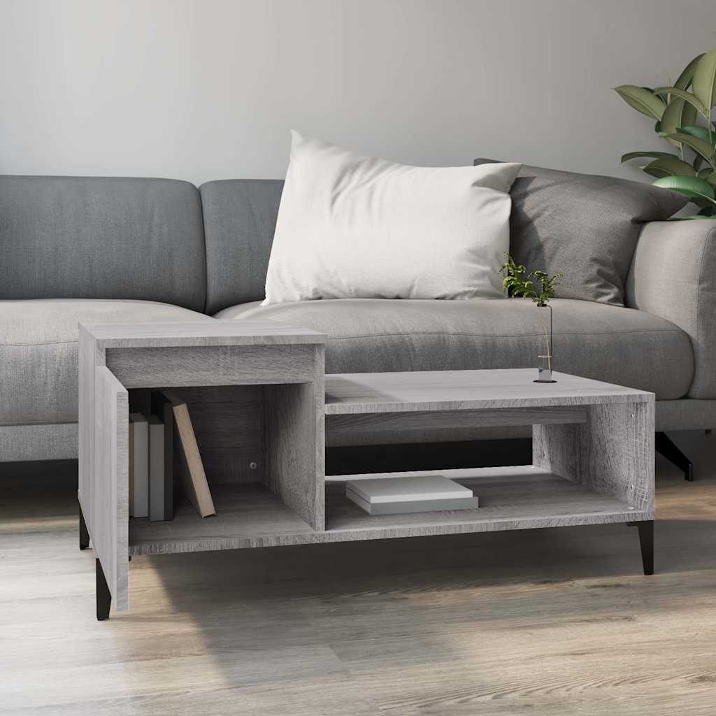 Vidaxl salontafel 100x50x45 cm bewerkt hout grijs sonoma